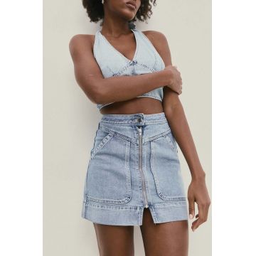 Answear Lab fusta jeans mini, drept