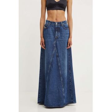 Diesel fusta jeans DE-PAGO GONNA culoarea negru, maxi, evazati