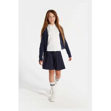 Coccodrillo fusta fete culoarea albastru marin, mini, drept, BACK TO SCHOOL GIRL