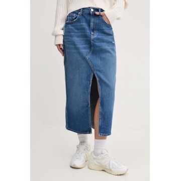 Tommy Jeans fusta jeans midi, drept, DW0DW18225