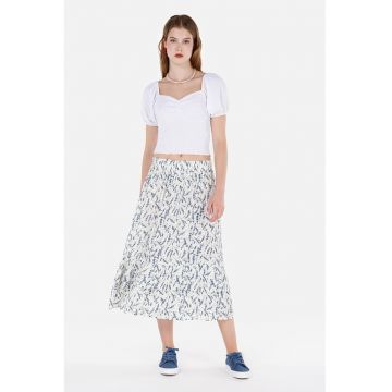 Fusta midi cu model floral