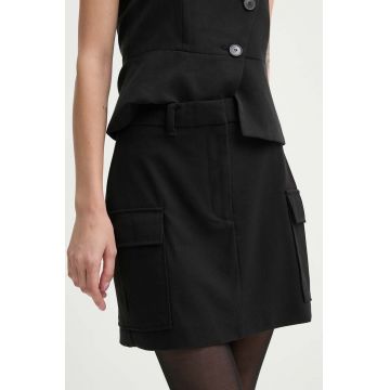 Samsoe Samsoe fusta din amestec de lana SAMAJ culoarea negru, mini, drept, F24300101