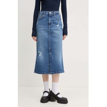 Tommy Jeans fusta jeans midi, drept, DW0DW18946