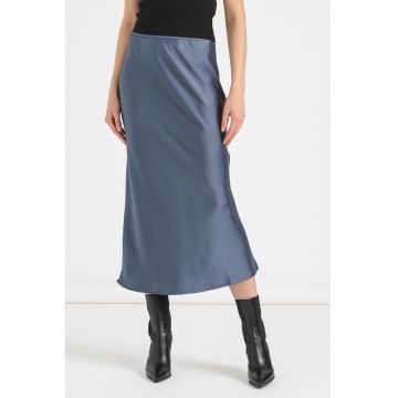 Fusta midi elastica cu aspect de satin