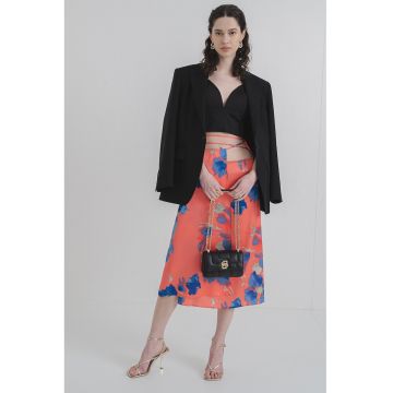 Fusta midi cu model floral