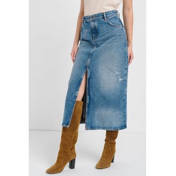 Fusta midi din denim cu slit frontal