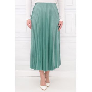 Fusta midi verde-aqua plisata