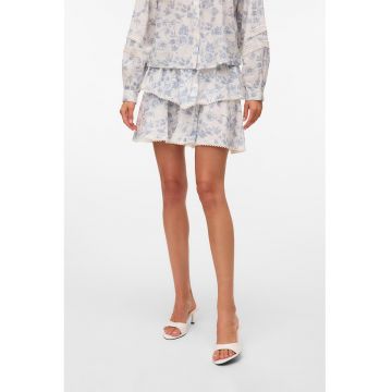 Fusta scurta stratificata cu model floral Fusta scurta stratificata cu model floral